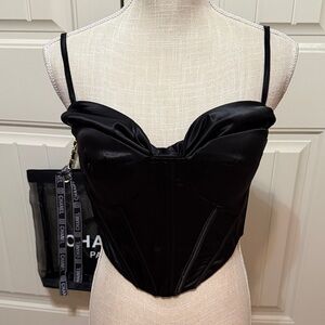 NWT Black Satin Corset Top